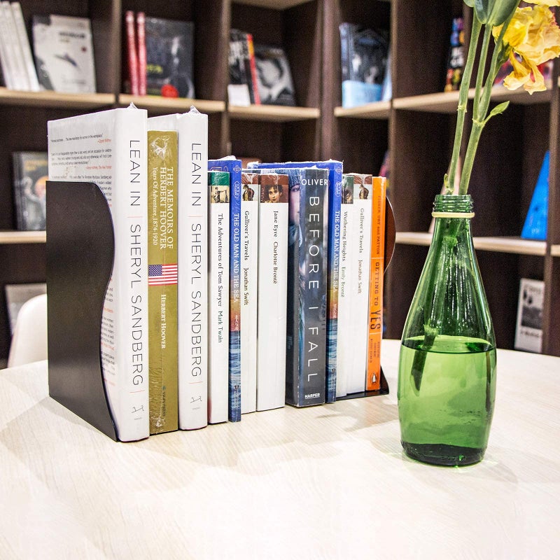 Aobopar Adjustable Book Ends, Metal Bookends for Heavy Books, Desk Book Holder for Shelves, Book Organizer for Desk, Suitable for Office, Home and School Use (Black) - Image 2